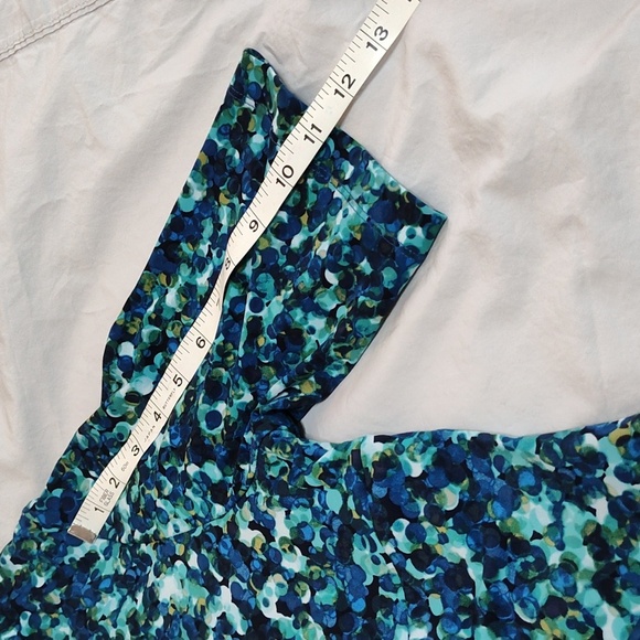 Connected Apparel Dress Size 16 Blue & Green Easter Short Sleeve Midi Sheath - Picture 8 of 12